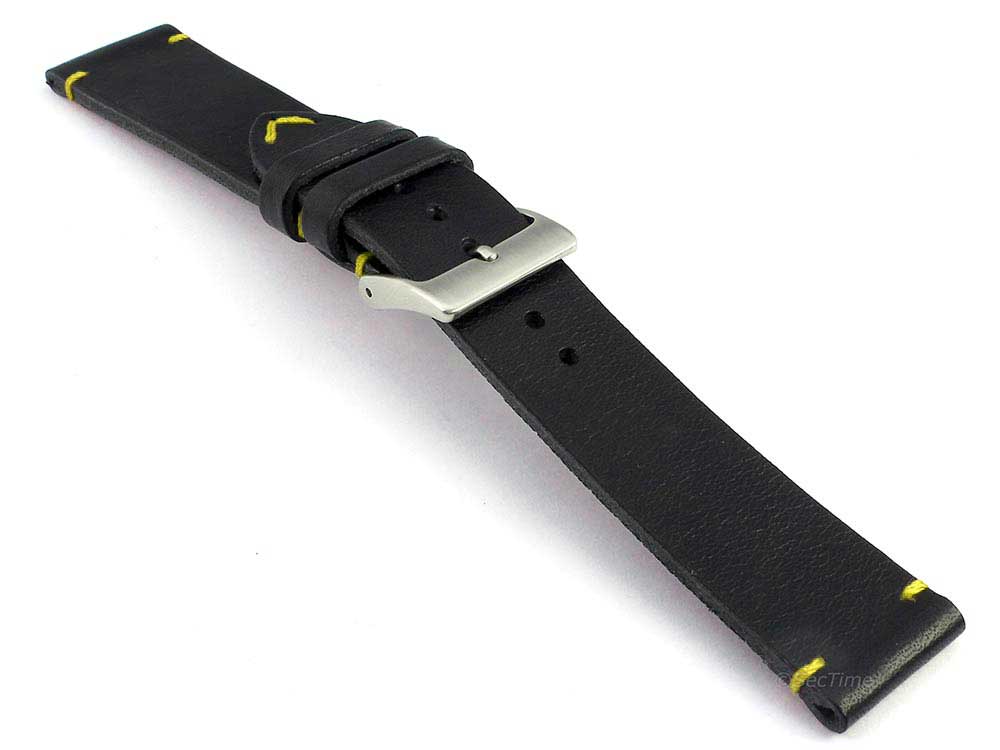 Genuine Leather Watch Strap Band Mirage Black/Yellow 03