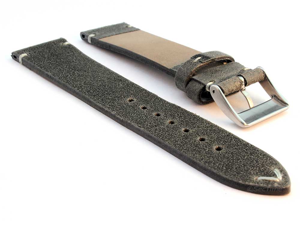 Genuine Leather Watch Strap Band Mirage Grey/White 02