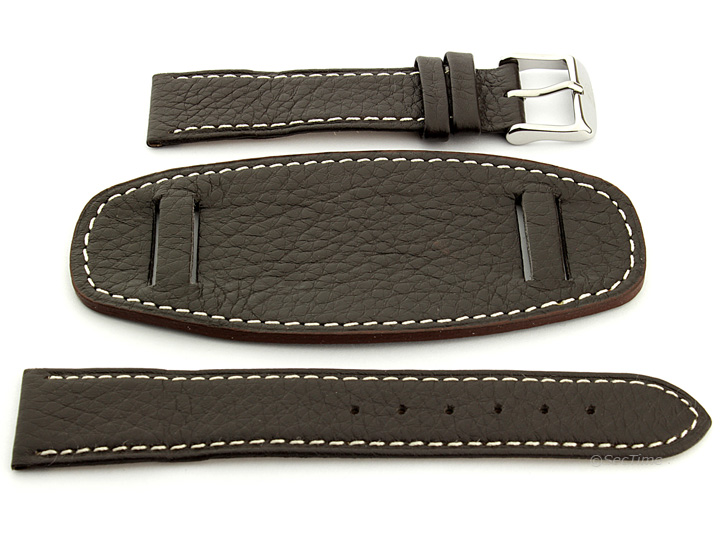 Watch Strap Leather Dark Brown with Wrist Pad Monte 02