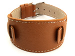 Leather Watch Strap with Wrist Pad MONTE Brown 22mm