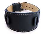 Leather Watch Strap with Wrist Pad MONTE Navy Blue 24mm