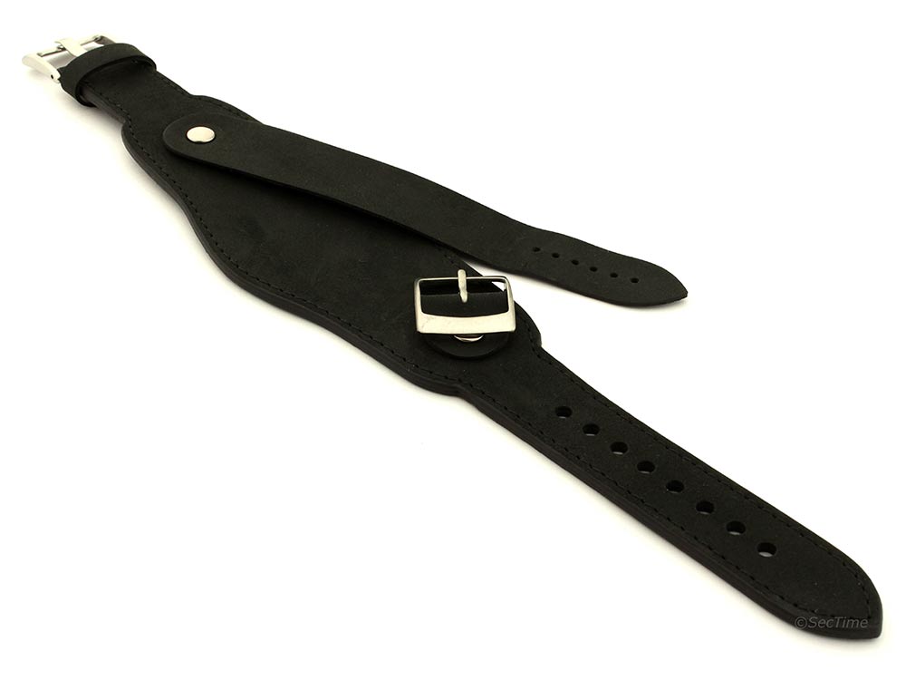 Genuine Leather One-piece Cuff Pad Watch Strap Band Moscow 18mm