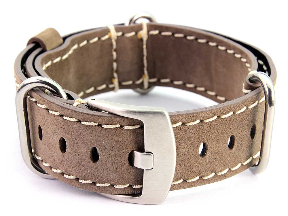 Suede Genuine Leather Watch Strap Nato Cayman Silver-Coloured Buckle Coyote Brown 02