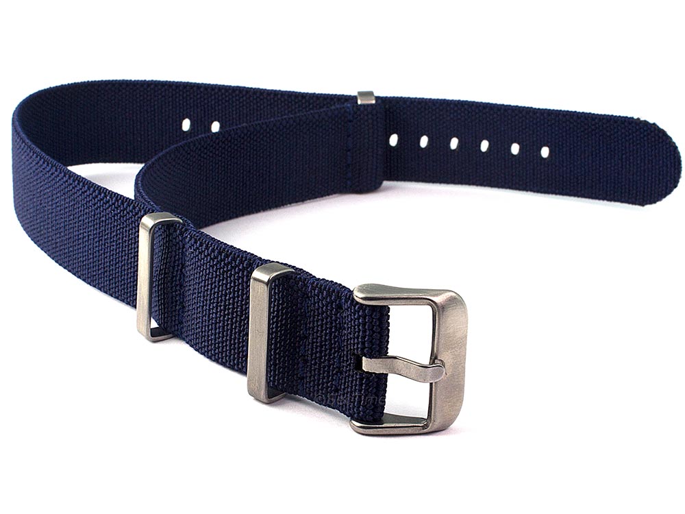 Elastic Nylon/Rubber Nato Watch Strap Military Divers Navy Blue 01