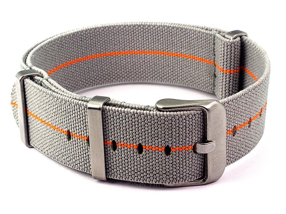 Elastic Nylon/Rubber Nato Watch Strap Military Divers Grey/Orange 02