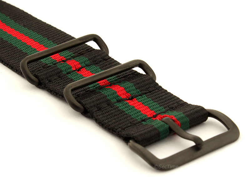 Nato G10 Nylon Watch Strap PVD Buckle Black Green Red (5) 03