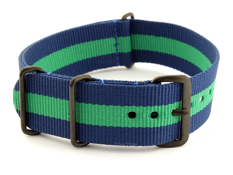 Nato G10 Nylon Watch Strap PVD Buckle Blue/Green (3) 01