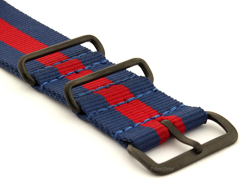 Nato G10 Nylon Watch Strap PVD Buckle Blue/Red (3) 03