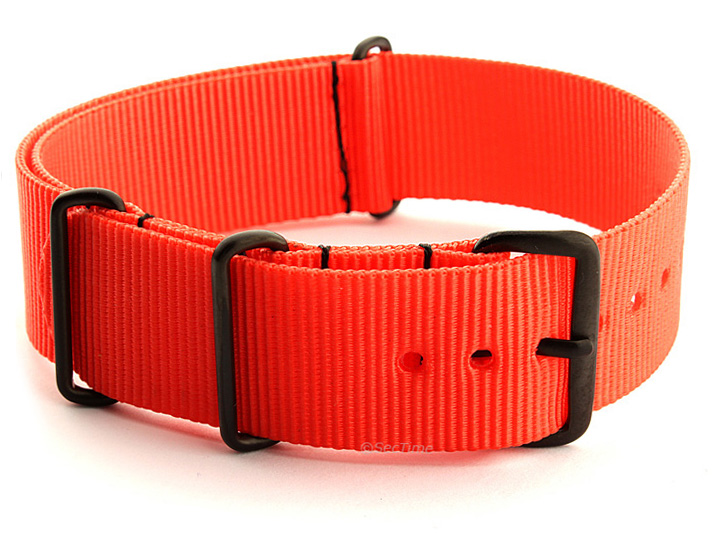 Nato G10 Nylon Watch Strap PVD Buckle Orange 01