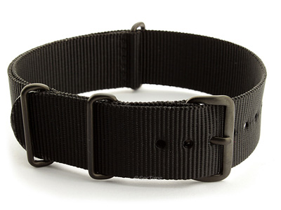 Nato G10 Nylon Watch Strap PVD Buckle Black 22mm