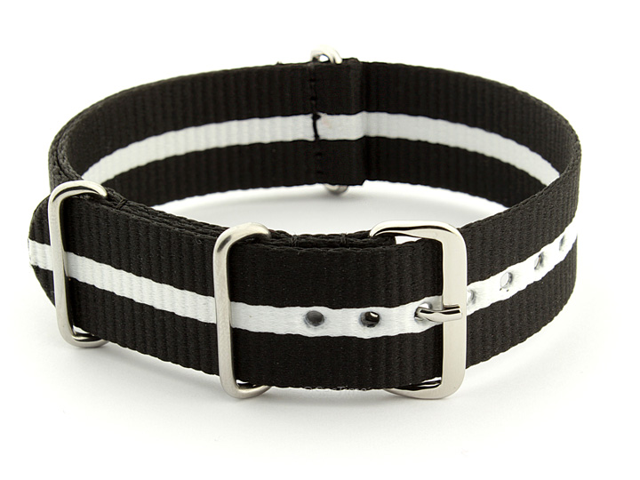 Nato Watch Strap Nylon G10 Black/White (3) 01