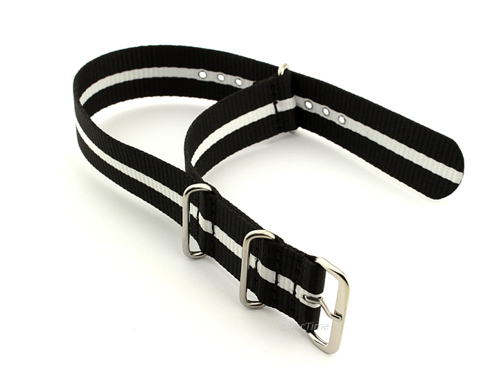 Nato Watch Strap Nylon G10 Black/White (3) 02