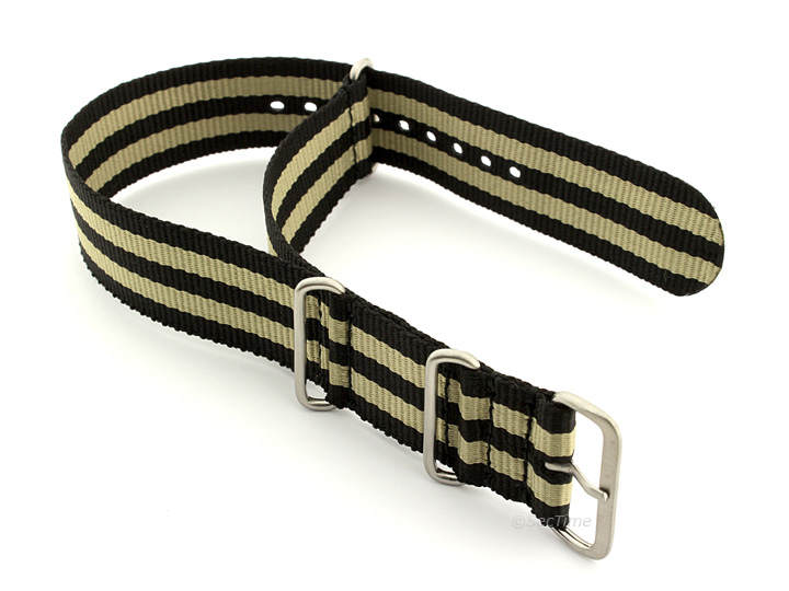 Nato Watch Strap Nylon G10 Black/Beige (5B) 02