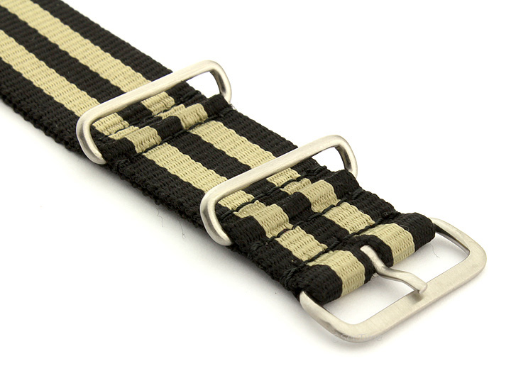 Nato Watch Strap Nylon G10 Black/Beige (5B) 03