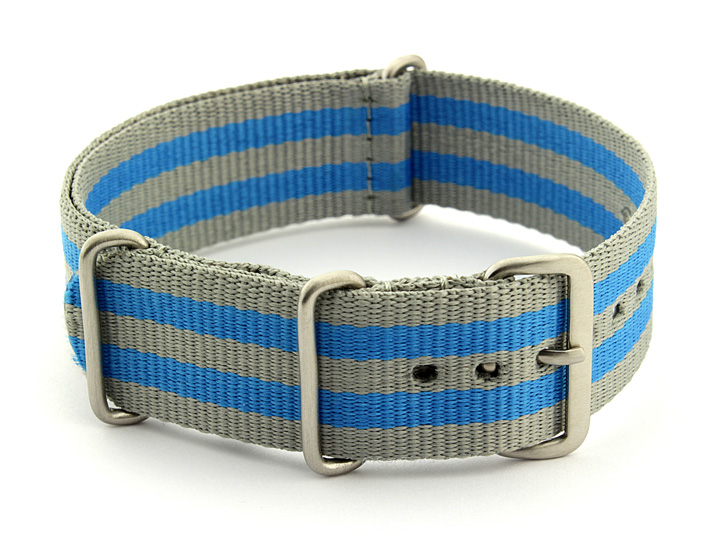 Nato Watch Strap Nylon G10 Grey/Blue (5B) 01