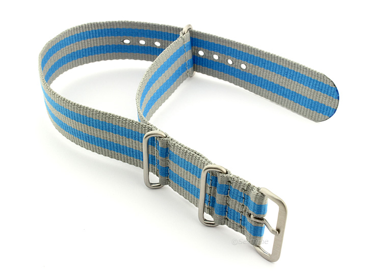 Nato Watch Strap Nylon G10 Grey/Blue (5B) 02