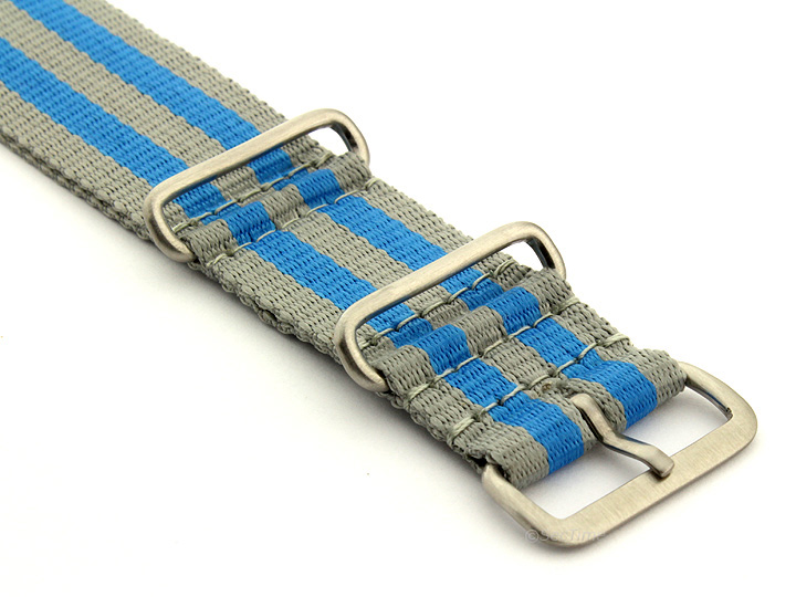 Nato Watch Strap Nylon G10 Grey/Blue (5B) 03