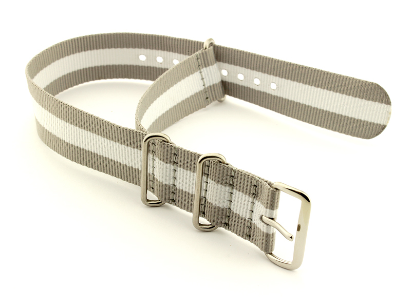 Nato Watch Strap Nylon G10 Grey/White (3) 02