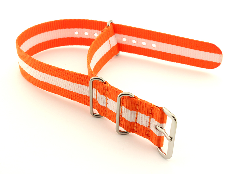 Nato Watch Strap Nylon G10 Orange/White (3) 02