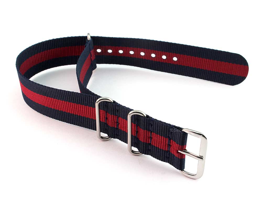 Nato Watch Strap G10 Military Nylon Divers Navy Blue/Red (3) 24mm