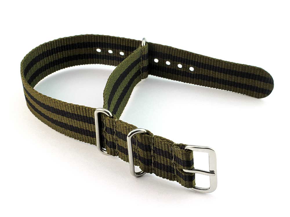 Nato Watch Strap G10 Military Nylon Divers Olive Green/Black (5) 20mm