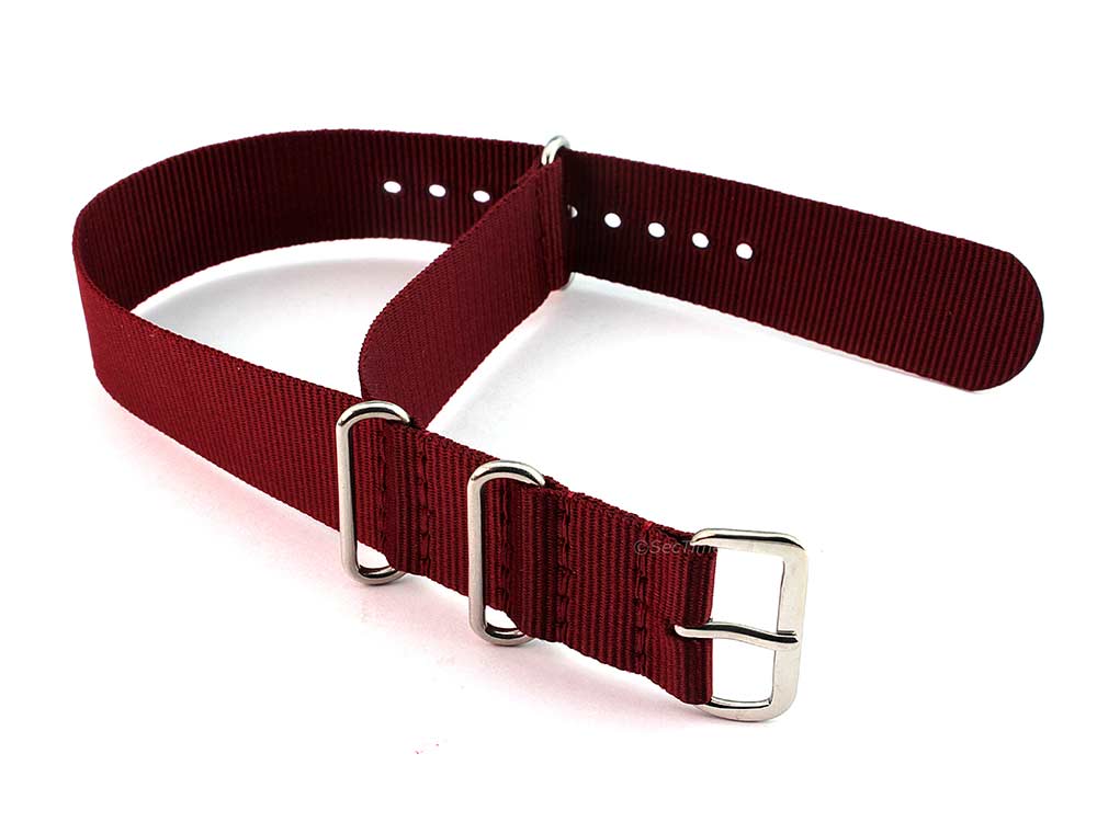 Nato Watch Strap G10 Military Nylon Divers Maroon 24mm