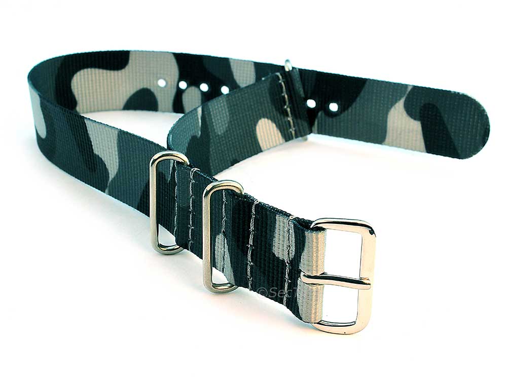 Nato Watch Strap G10 Military Nylon Divers Camouflage Grey 18mm