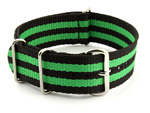 Nato Watch Strap G10 Military Nylon Divers Black/Green (5) 22mm