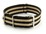 Nato Watch Strap G10 Military Nylon Divers Black/Beige (5) 20mm