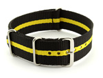 Nato Watch Strap G10 Military Nylon Divers Black/Yellow (3) 24mm