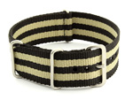 Nato Watch Strap G10 Military Nylon Divers Black/Beige (5B) 24mm