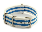 Nato Watch Strap G10 Military Nylon Divers White/Blue (5) 20mm