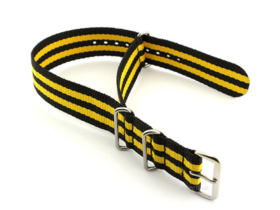 Nato Watch Strap G10 Military Nylon Divers Black/Yellow (5) 18mm