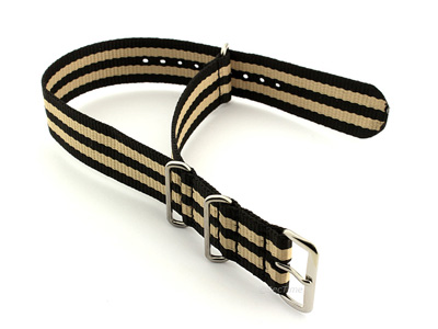 Nato Watch Strap G10 Military Nylon Divers Black/Beige (5) 24mm