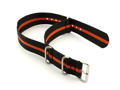 Nato Watch Strap G10 Military Nylon Divers Black/Orange (3) 24mm