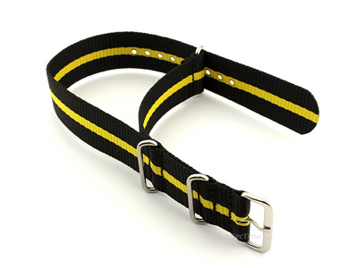 Nato Watch Strap G10 Military Nylon Divers Black/Yellow (3) 24mm