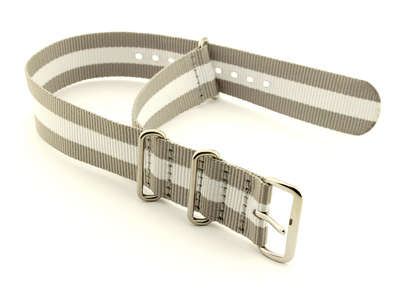 Nato Watch Strap G10 Military Nylon Divers Grey/White (3) 20mm