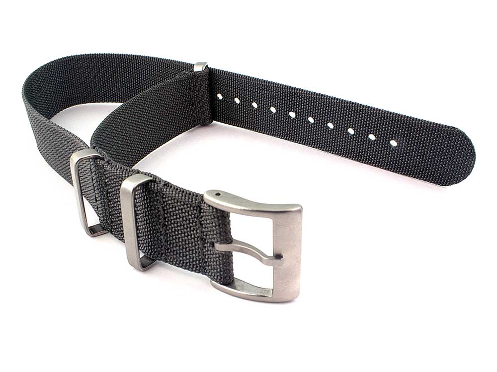 Ribbed Nylon Nato Watch Strap Military Divers Ash Grey 02