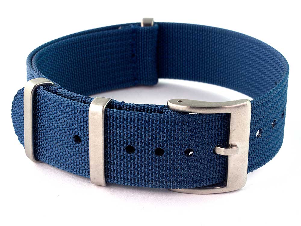 Ribbed Nylon Nato Watch Strap Military Divers Navy Blue 01