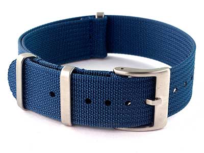 Ribbed Nylon Nato Watch Strap Military Divers Navy Blue 18mm