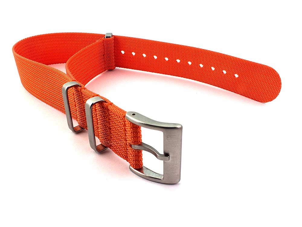 Ribbed Nylon Nato Watch Strap Military Divers Orange 02