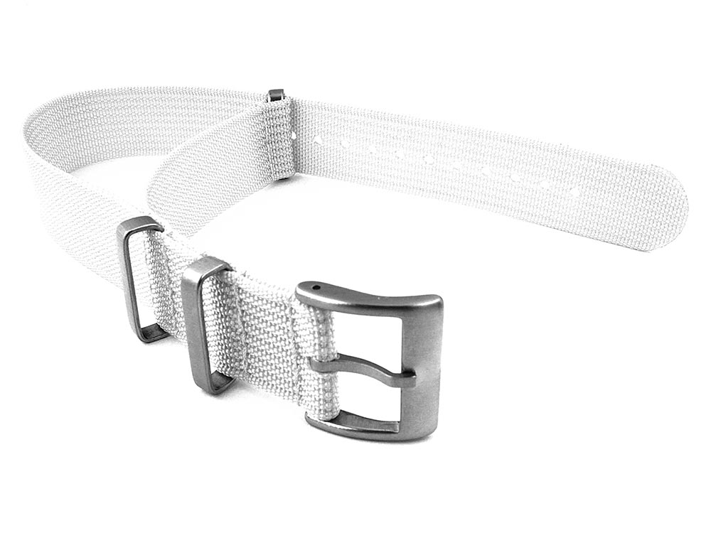 Ribbed Nylon Nato Watch Strap Military Divers White 02