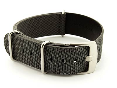 Synthetic Waterproof Nato Watch Strap Hydrophobized Leather Lining Black 01