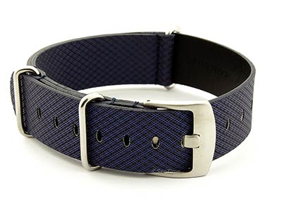 Synthetic Waterproof Nato Watch Strap Hydrophobized Leather Lining Blue 22mm