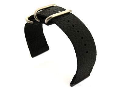 Leather Two-piece Nato Vintage Watch Strap Black 20mm