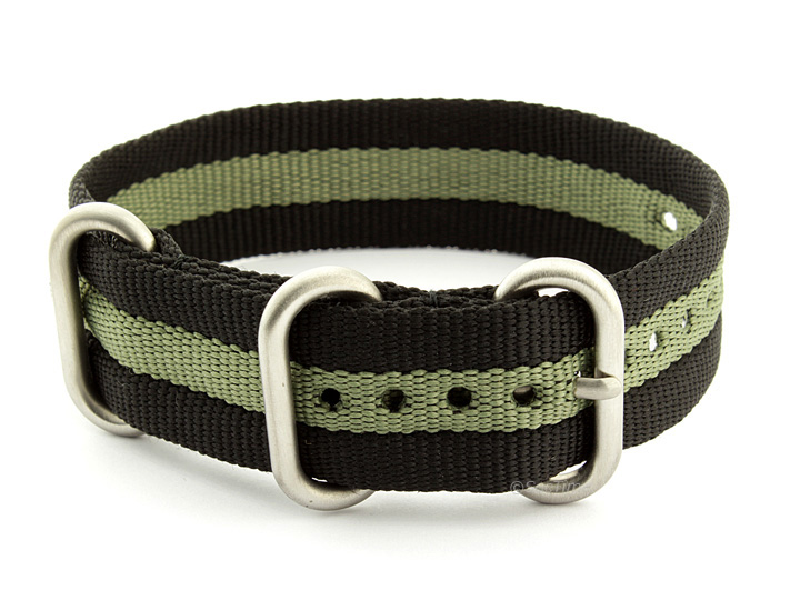 One-Piece Nato Watch Strap Black/Grey 01