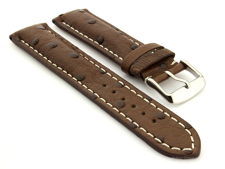 Padded Genuine Ostrich Leather Skin Watch Strap Band EMU Ss. Buckle