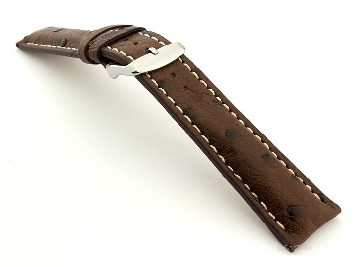 Ostrich Leather Watch Strap Dark Brown Emu 02