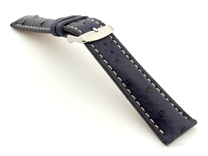 Ostrich Leather Watch Strap Navy Blue Emu 02