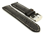 Ostrich Leather Watch Strap EMU Black 22mm